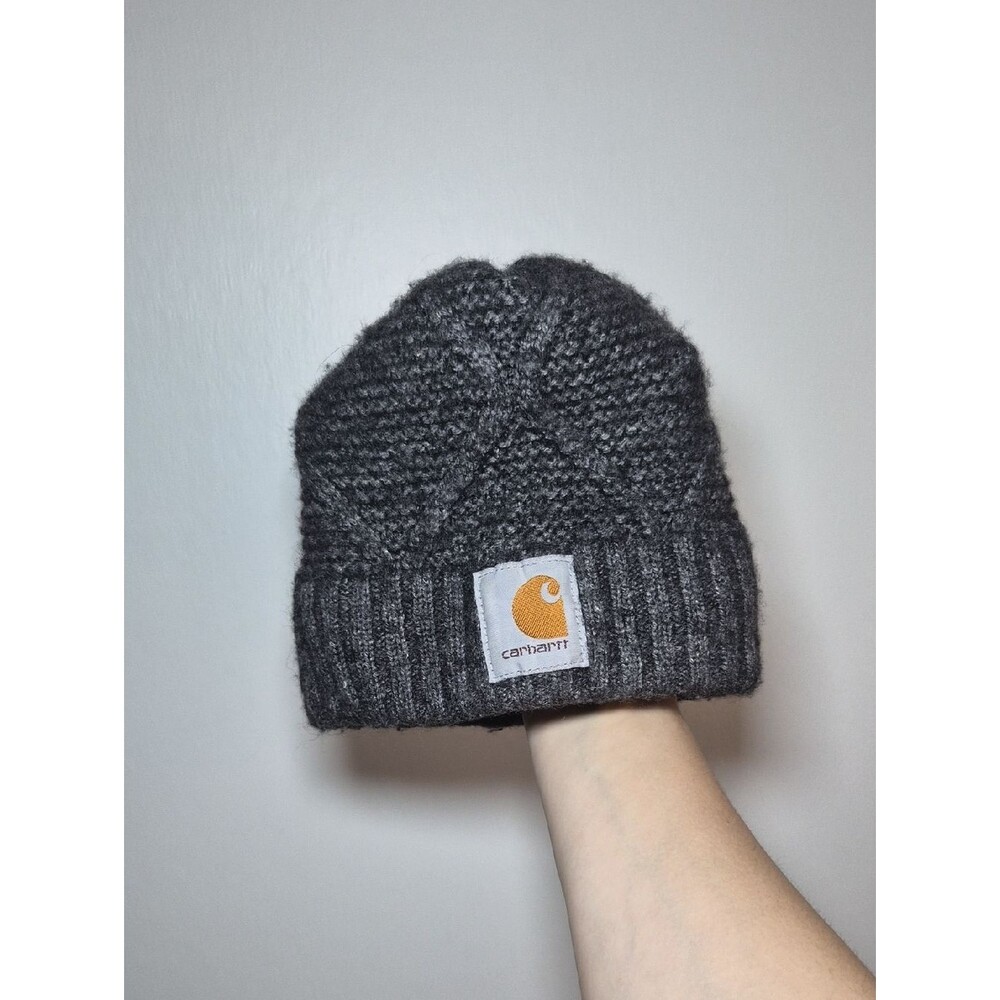 Carhartt Dark Charcoal Knit Beanie with Amber Patch